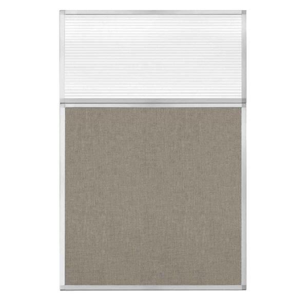Versare Hush Panel Configurable Cubicle Partition 4' x 6' W/ Window Warm Pebble Fabric Clear Fluted Window 1812488-1 - main